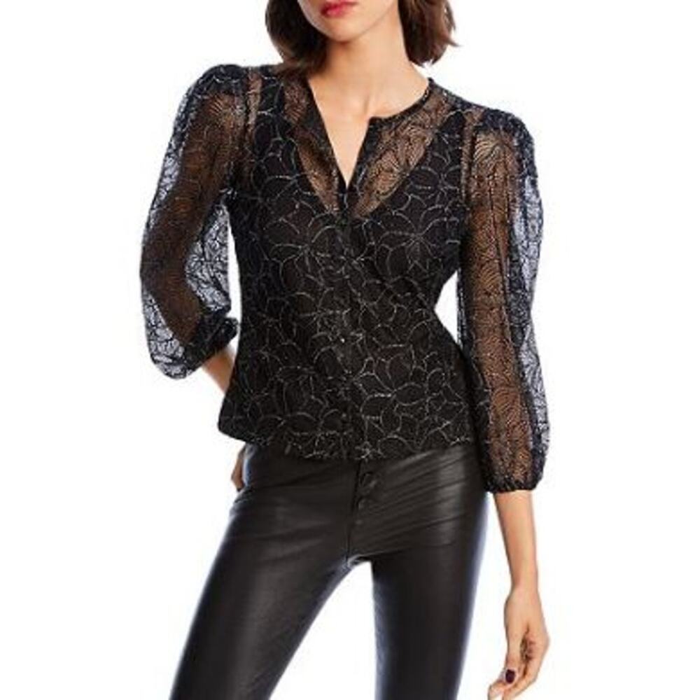 LINI Madison Top Puff Sleeve Black Silver Goth Victorian Fairygoth Witchy